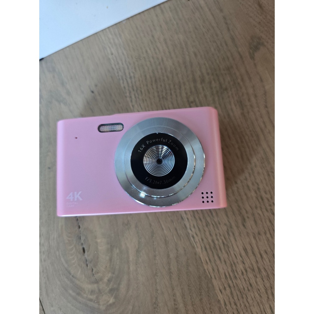 Pink 4K Digital Camera 16X Powerful Zoom Compact Point and Shoot Vlogging Cam
